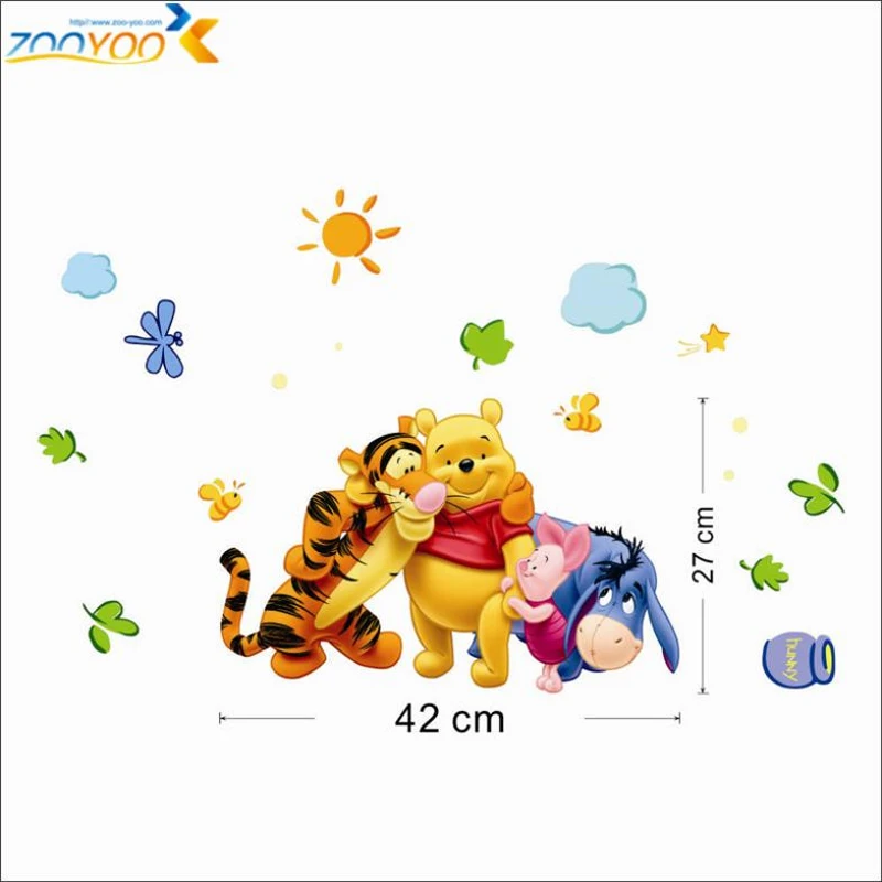 Cartoon Winnie the Pooh Wall Stickers For Kids Rooms Sofa Bedroom Home Decor Baby Bear PVC Wall Decals DIY Wallpaper Mural Art