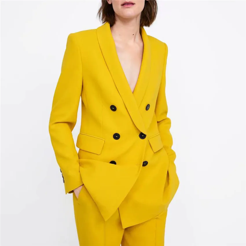 yellow blazer work outfit
