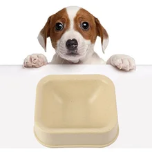 Pet Bowl Dog Plate Bamboo Fiber Random Color Food Tray Natural Plant Resin Having Dinner Security Tableware food security