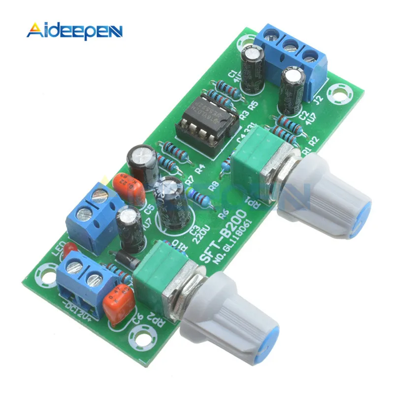 

DC 12V-24V NE5532 Low-pass Filter Board Mono Two-Channel Bass Tone Pre-Amplifier Preamp Module Low Pass Filter 22Hz-300Hz