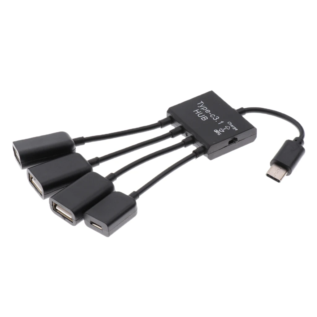 USB 3.1 Type C Male to Female Triple l USB2.0 + Micro USB 4 in 1 OTG HUB 