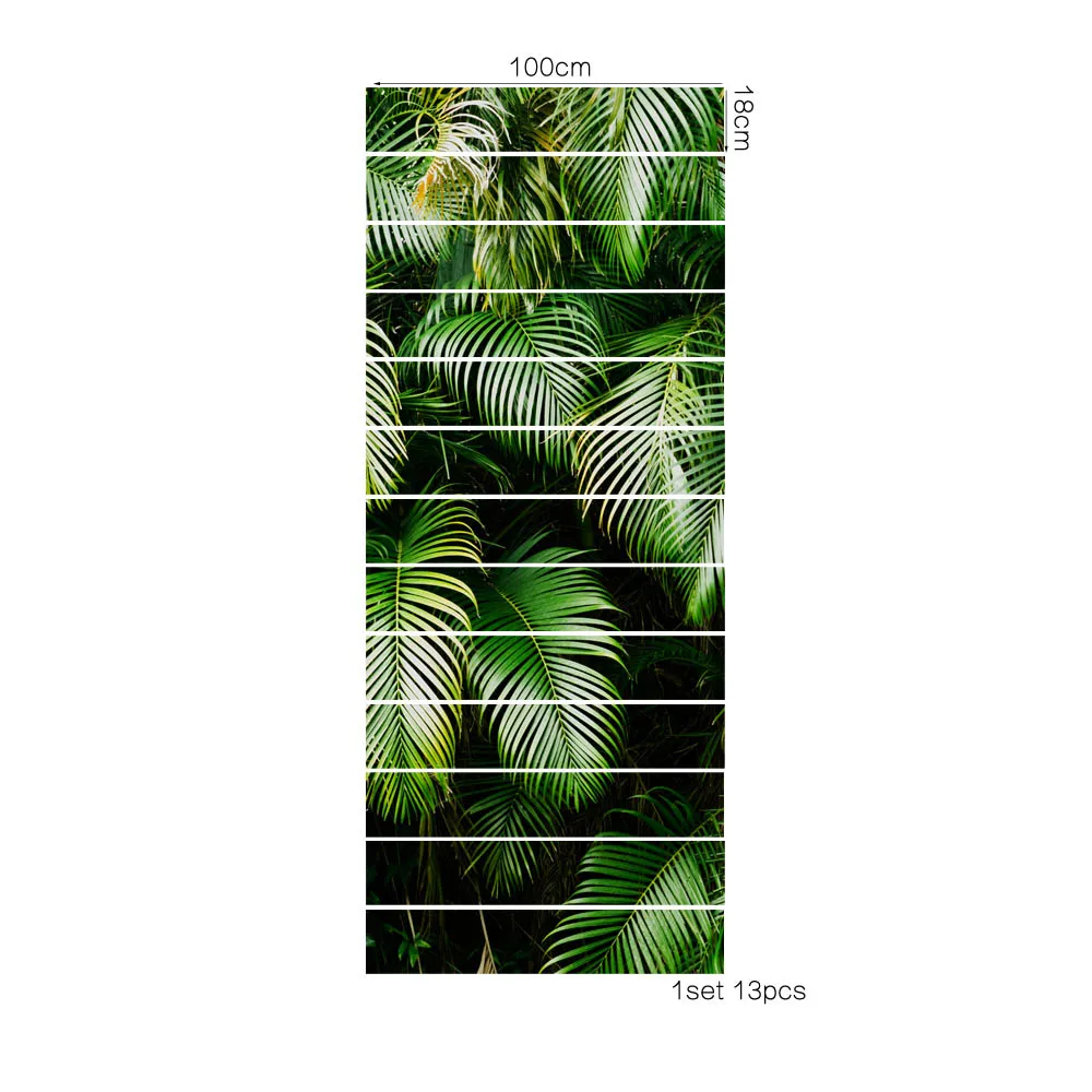 13 шт. 3D лестницы стикеры пальмовых листьев тропический лес Самоклеющиеся съемный ПВХ водостойкие обои задний план украшения дома - Цвет: stair stick