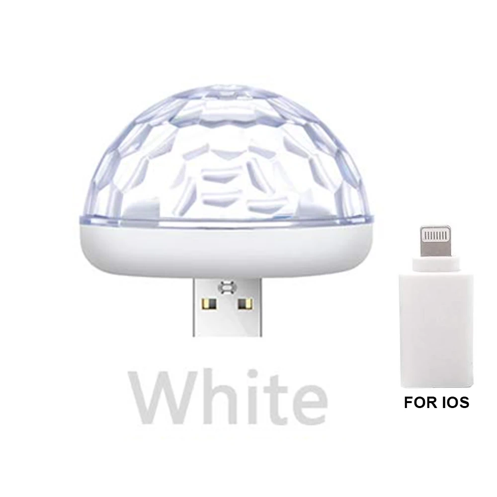 Автомобильный USB атмосферный свет, декоративная лампа, освещение для салона автомобиля, DJ RGB, мини цветная музыкальная звуковая лампа для фестиваля, вечерние, караоке - Испускаемый цвет: White Apple plug