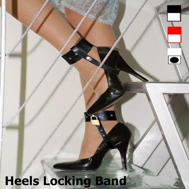 Leather Heels Locking Band Restraint Bondage Fetish Sex