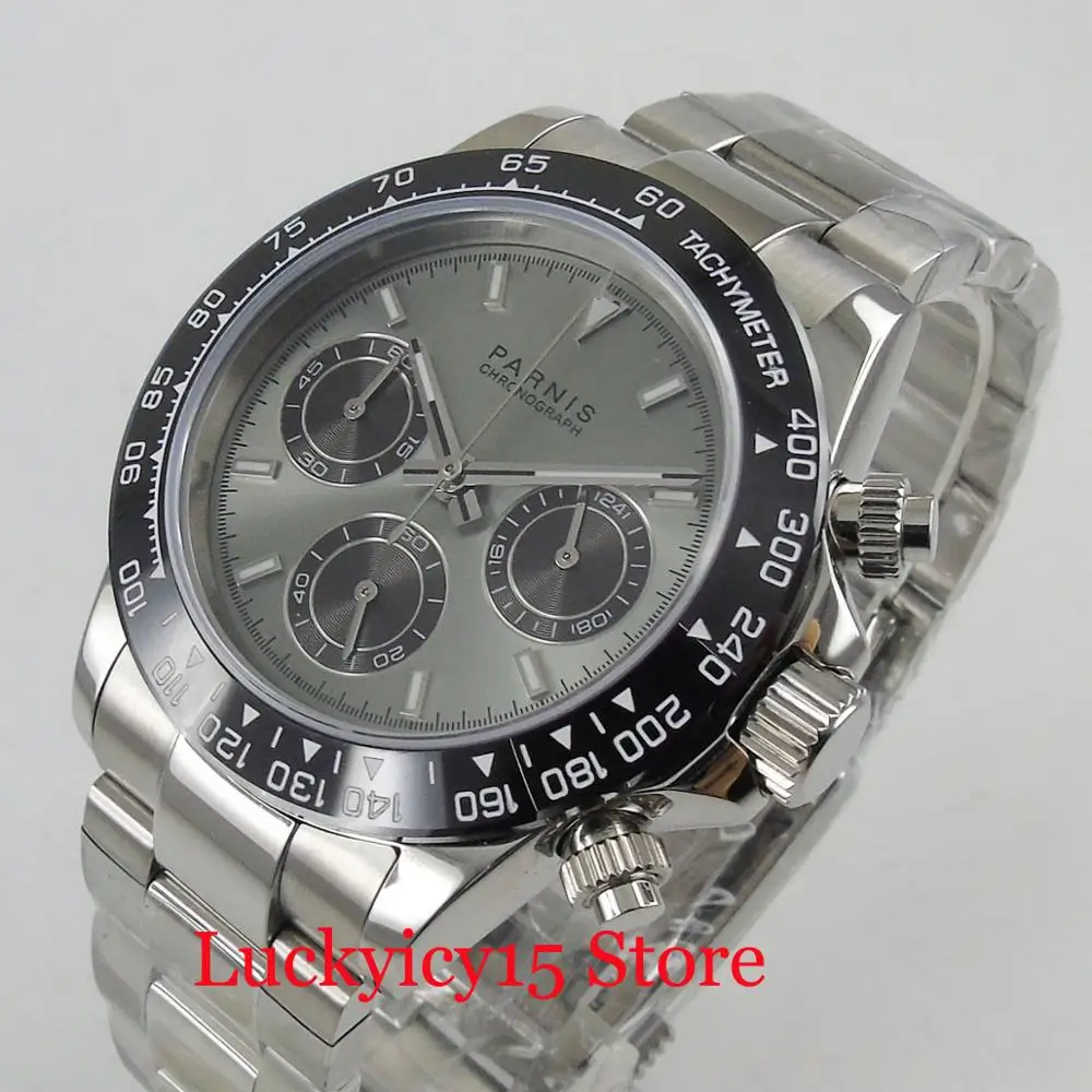 

PARNIS Round Chronograph Function 39mm Quartz Men's Watch With Mental Bracelet