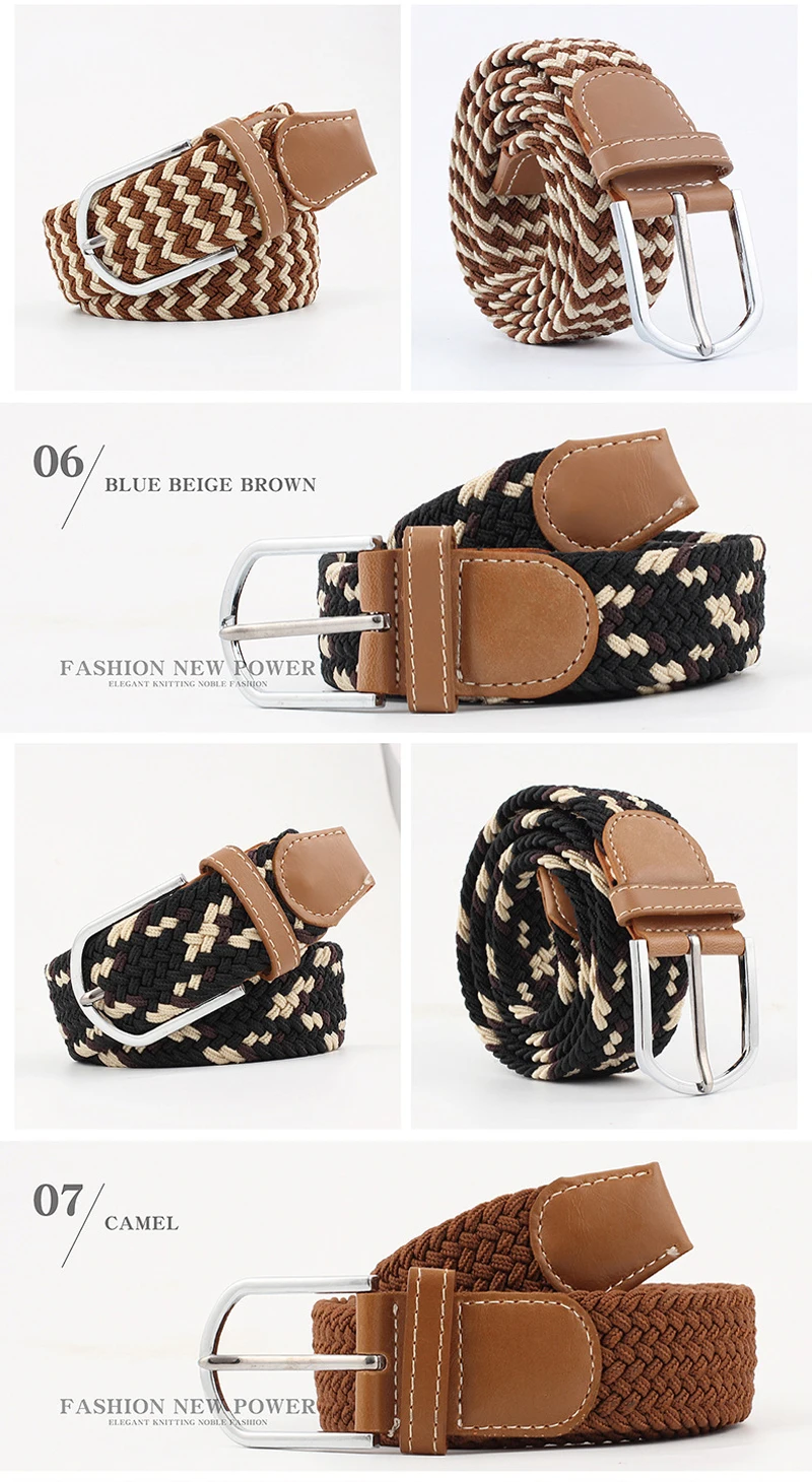 bullhide belts ZLD  Casual stretch woven belt Women's unisex Canvas elastic belts for women jeans  Modeling pin buckle belt 120-130CM men's belts