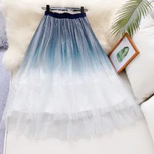 LANMREM Spring And Summer Fashion Trend New Women High Elastic Loose Waist Gradient Star Skirt TC031