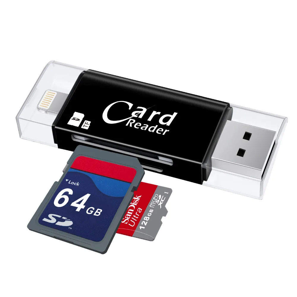Kismo USB2.0 кардридер TF Micro SD карта OTG Lightning USB для iPhone X 8 7 6 Plus 5S ipad Android телефонов|otg 3 in 1|otg