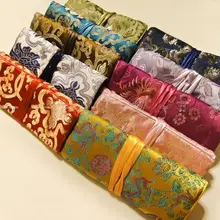 Цветок шелковая парча рулон для ювелирных украшений футляр для путешествий шнурок Женская сумка-косметичка Сумка для хранения 50 шт./партия на заказ