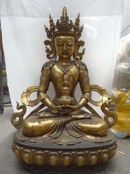 

xd 003428 39" Chinese Bronze Gilt Buddhism Amitayus Buddha Joss Tibet Tara Kwan-Yin Statue