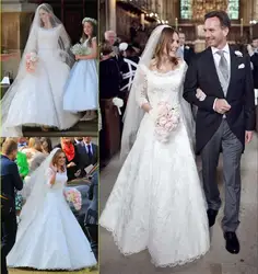 2019 зимнее свадебное платье с длинным рукавом линии Иллюзия воротник кружево Плюс размеры Свадебные платья