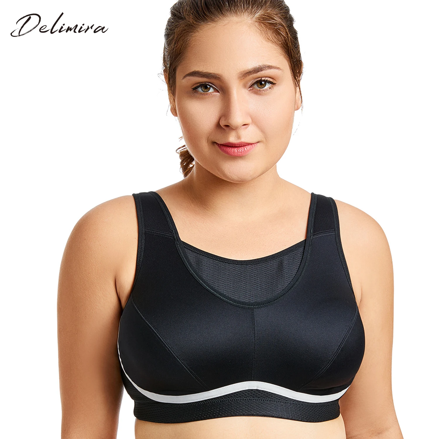  Women's Plus Size High Impact No-Bounce Full Coverage Wire Free Exercise Bra