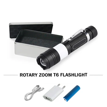 

usb Camping cree xml T6 led flashlight 18650 charge COB red light torch flash light waterproof hand lamp linterna led recargable