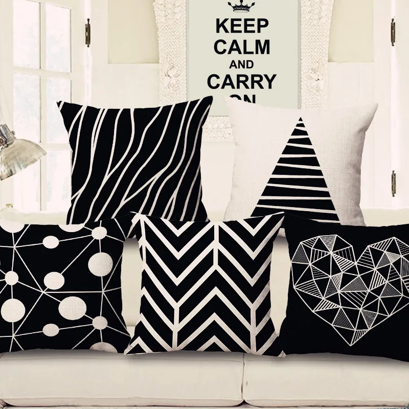 

ZXZXOON Nordic Cushion Cover Black White Geometric house cushion Sofa Pillow Seat Minimalist Home Decor capa de almofada