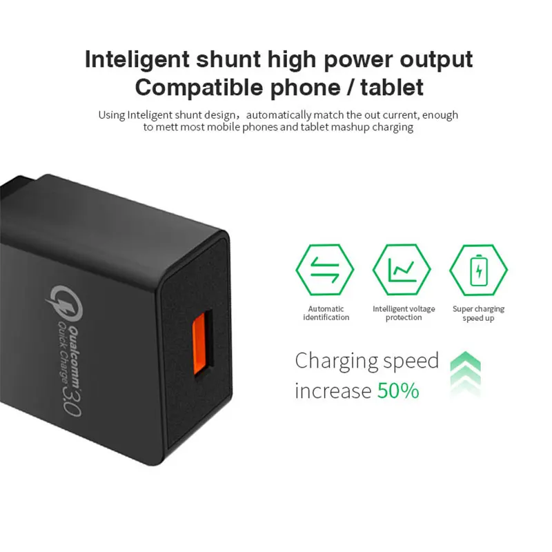 Быстрое зарядное устройство 3 0 USB быстрое 18 Вт EU настенное портативное дорожное