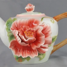 Chinese Style Teapot Peony Colored Enamel Porcelain kung fu tea pot,Chinese teaset
