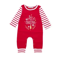 Лидер продаж Детские Рождественские с длинным рукавом комбинезон для новорожденных боди наряды 2018 Новый Осень Детский комбинезон для