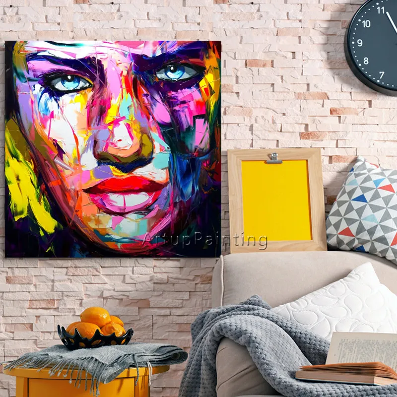 

Palette knife painting portrait Palette knife Face Oil painting Impasto figure on canvas Hand painted Francoise Nielly 14-69