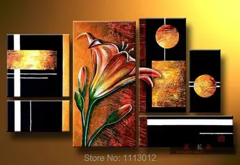 

Hand Painted High Quality 6P Abstract Flower Oil Painting Home Decor Camellia Modern On Canvas Wall Art Picture For Living Room
