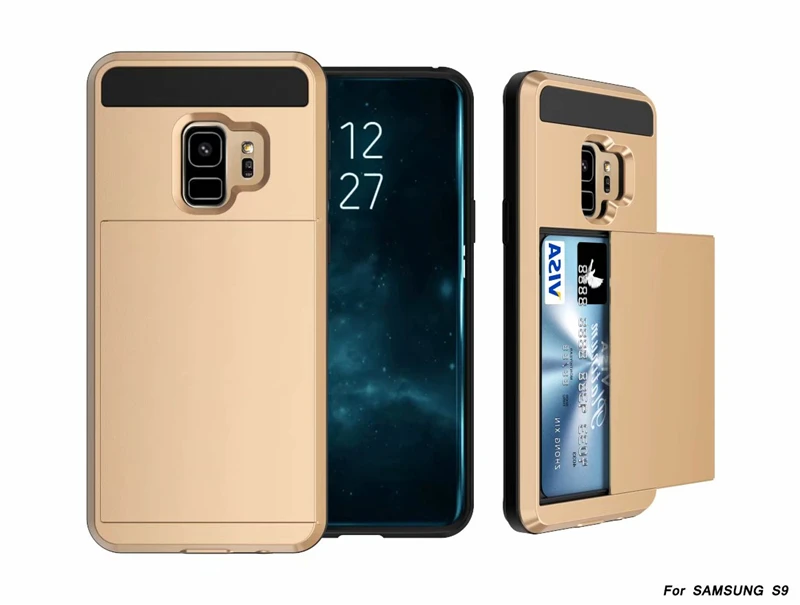 Для samsung Galaxy S10e S9 S8 Note 10 Plus чехол-кошелек с отделением для кредитных карт PC чехол для S6 S7 Edge TPU Защитный противоударный чехол - Цвет: gold