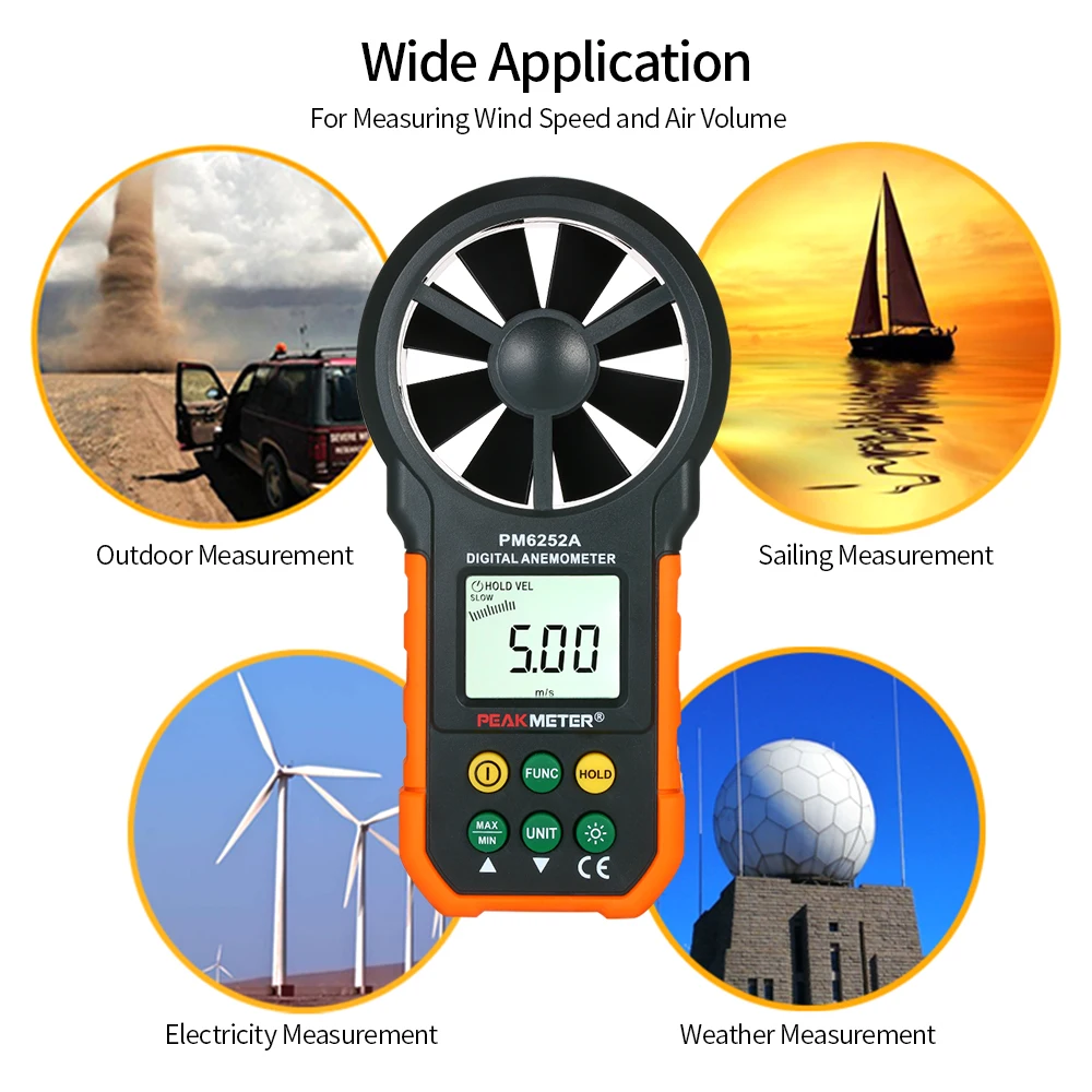 

Portable Wind Speed Meter Handheld Anemometer CFM Meter Wind Gauges Air Flow Thermometer with LCD Backlight for Weather Data Collection