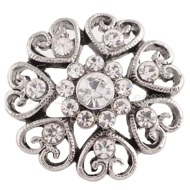 5pcs/lot Ginger Love Snap Jewelry 20mm Heart Button Snaps fit Bracelet