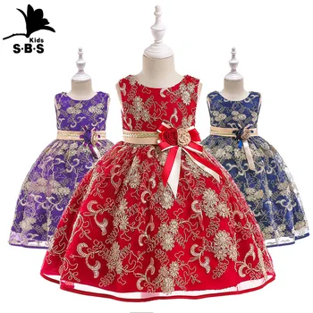 

2019 summer new fashion Embroidered princess dress flower belt wedding party dress christmas clothes ball gown for 3-10y girl