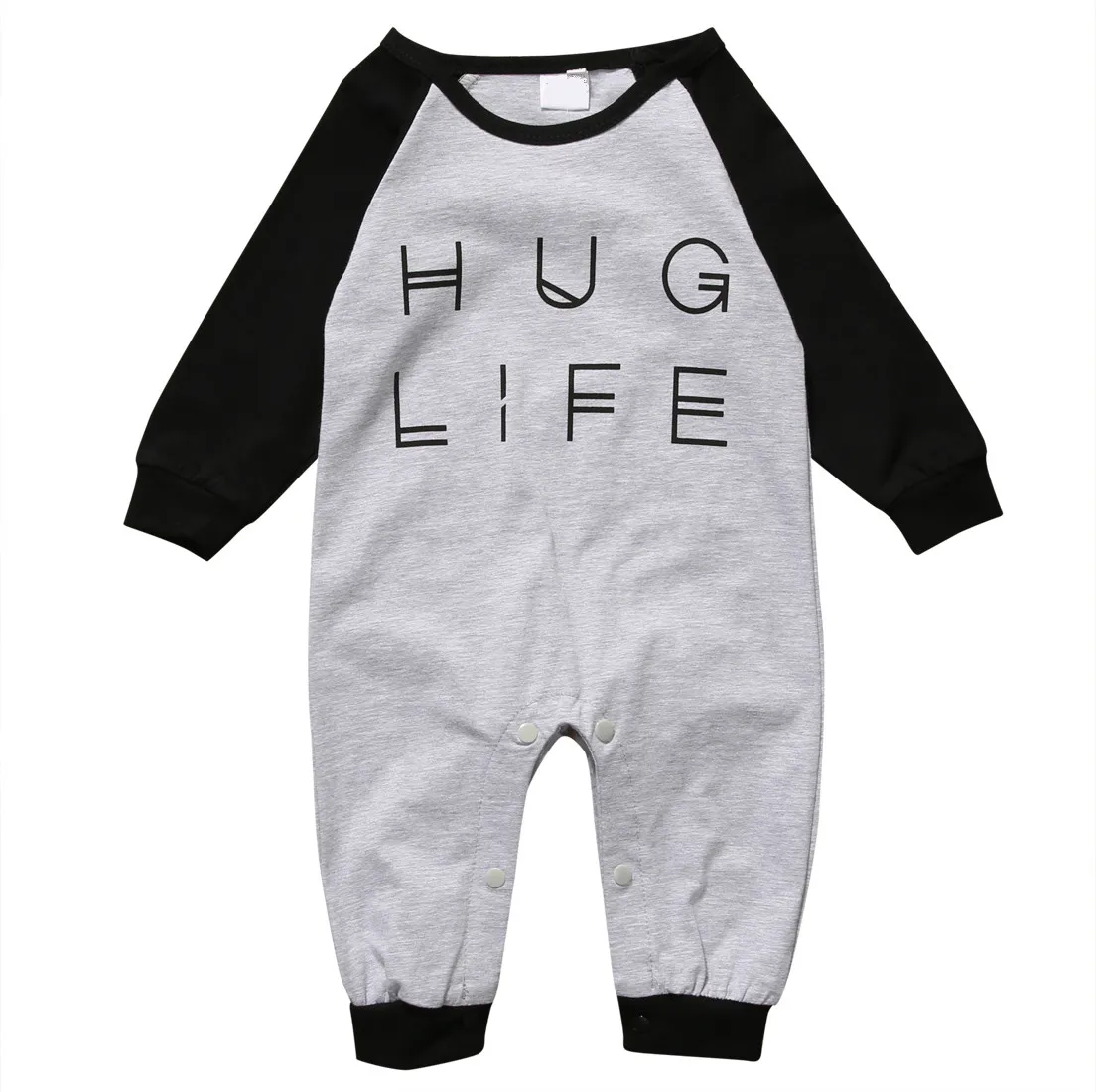 Newborn Baby Boy Girl Infant Hug Life Letter Cotton Long Sleeve Romper