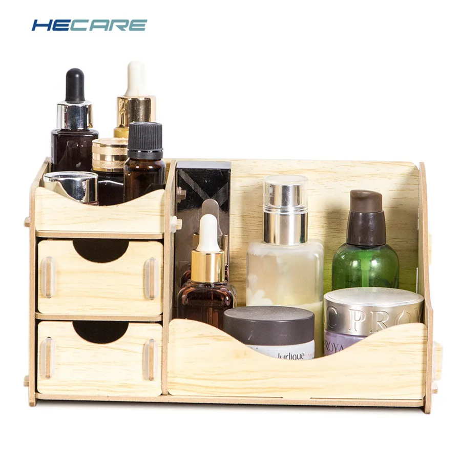 HECARE деревянный Настольный ящик для хранения косметики экологически чистый домашний стол ящик для продуктов для ювелирных украшений Косметика - Цвет: Oak