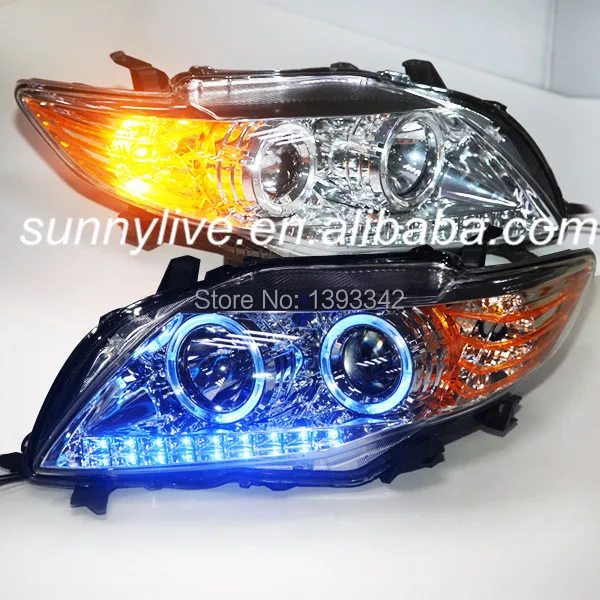 Для TOYOTA 2008 2010 год Corolla Altis светодиодный головной светильник Хром Корпус голубой