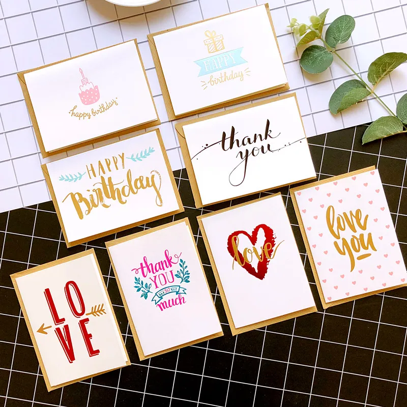 

Mini Greeting Cards Birthday Cards Happy Birthday Gold Metallic Thank You Cards Love Valentine