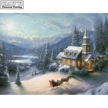 

DIY 3D Diamond mosaic Full Round Diamond painting Cross stitch Snow villa Full Square Diamond embroidery rhinestones