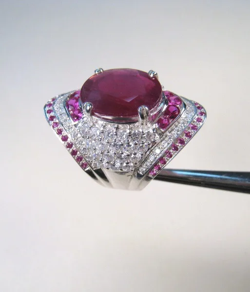 Блестящее проложенное большое красное кольцо 925 пробы Серебряное кольцо с фианитами винтажные вечерние Обручальные кольца для женщин