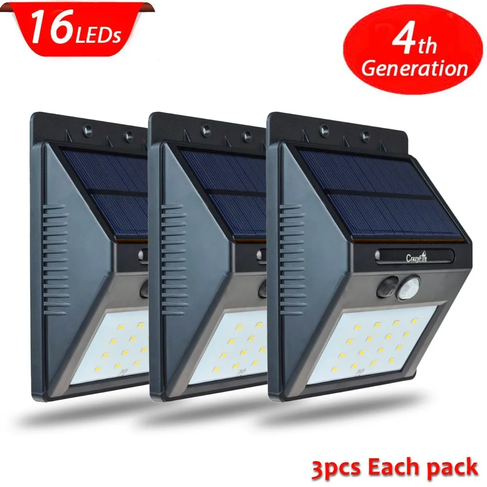 

LightInBox High Quality 16 Led Solar Powered Light Outdoor Waterproof Solar Lamp with Motion Sensor Street Wall Emergency Lamp
