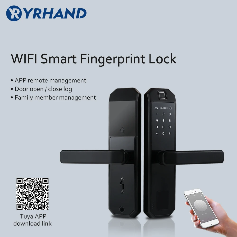 Биометрический замок отпечатков пальцев, интеллектуальный замок безопасности с WiFi приложение Пароль RFID разблокировка, дверной замок электронные гостиницы