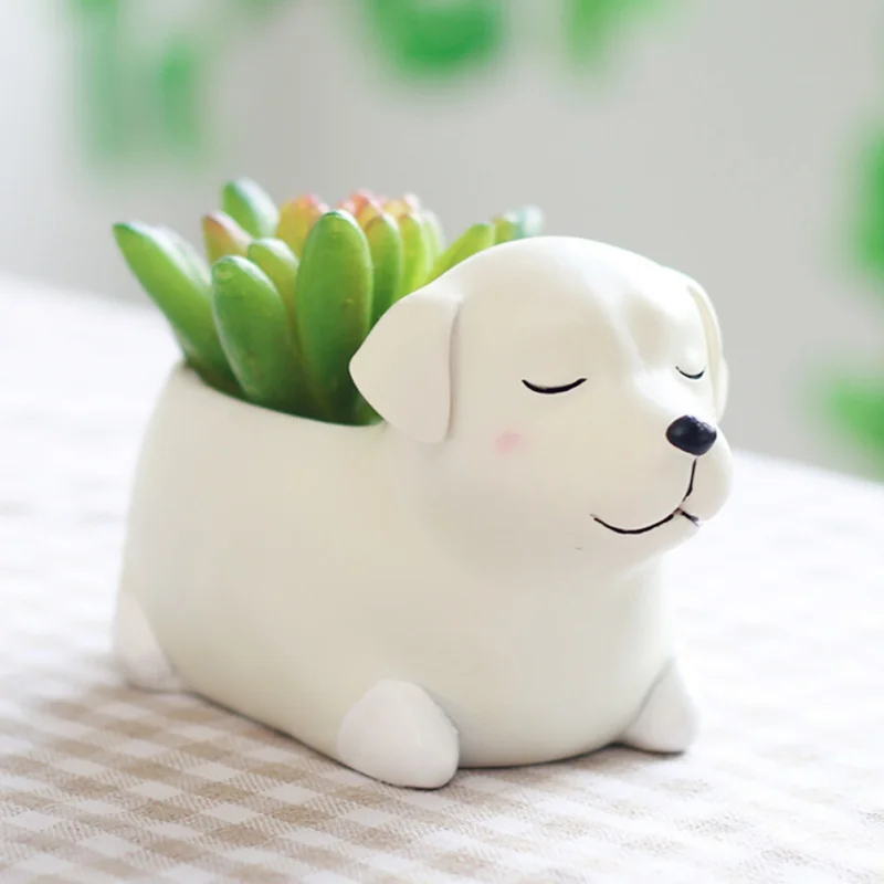 

2018 Flower Creative Home Crafts Cute Cartoon Animals Sleeping Pot Plants Decoration Dogs Resin Vase Succulent Sleeping Dog