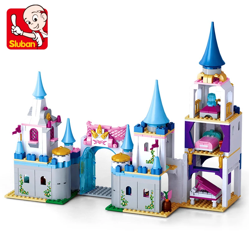 

SLUBAN 0610 Girl Friends Sapphire Princess Castle Building Blocks Brick Set Compatible Technic Toys For Children