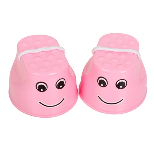 Ruizhi 1 пара пластиковая обувь для прыжков детская тренировка баланса смайлик Уокер забавная спортивная игрушка для детей для активного отдыха RZ1015 - Цвет: розовато-Серый