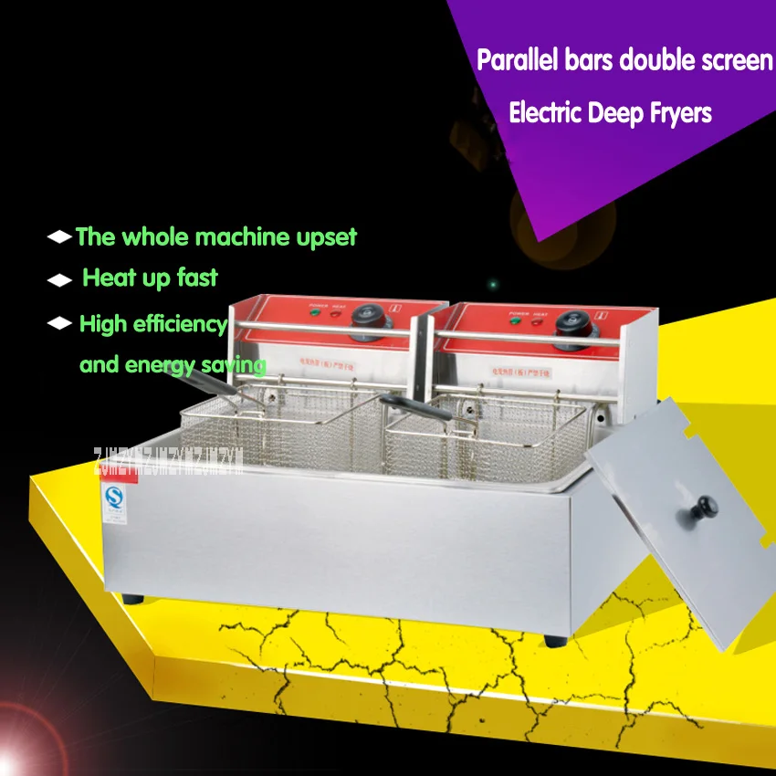 1 шт. Электрический из нержавеющей стали высокой мощности Быстрый нагрев фритюрницы для коммерческих фри, жареная курица т. д