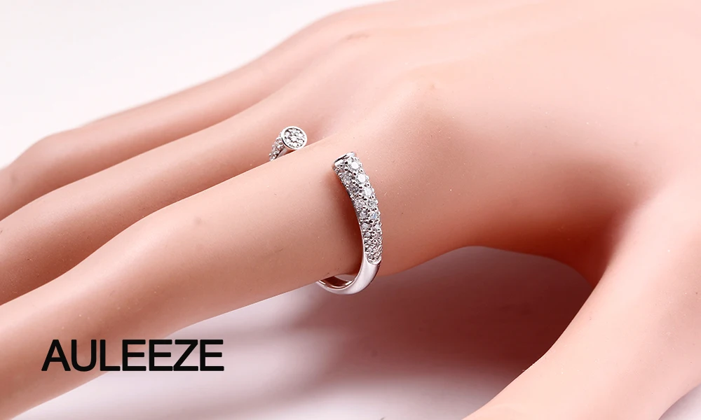 AULEEZE круглое ограненное натуральное бриллиантовое Открытое кольцо 0,62 cttw VS Настоящее алмазное складывающееся кольцо платина PT950 сочетающийся ремешок ювелирные изделия