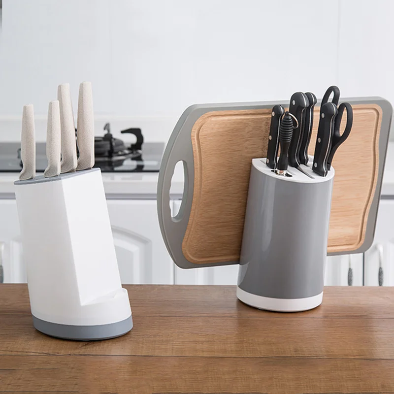 

Creative Knife Holder Plastic Knife Block 2 Colors Kitchen Knife Holder Storage Rack Knife Multi-function Kitchen Knife Rack