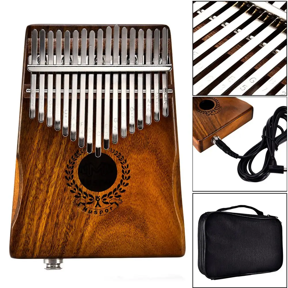 Muspor 17 клавиш EQ kalimba акация большой палец пианино звено динамик с сумкой кабелем