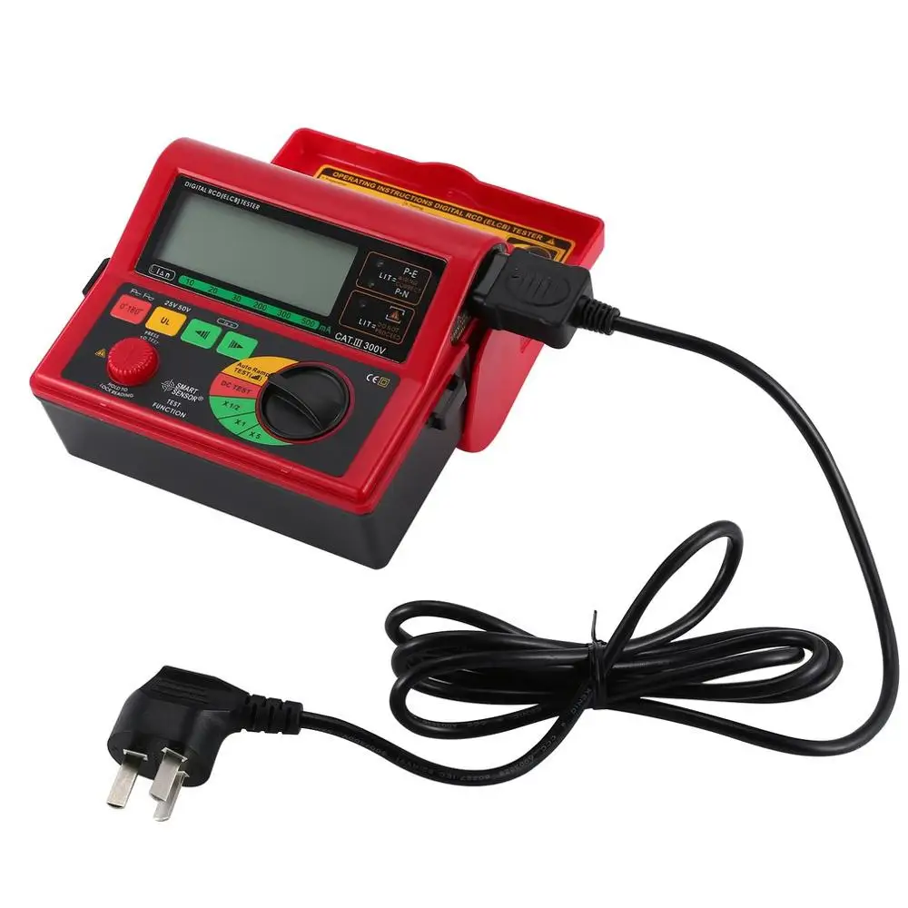 SMART SENSOR AR5406 Digital RCD ELCB Resistance Tester Leakage Switch Tester Leakage Current Test 10/20/30/200/300/500mA