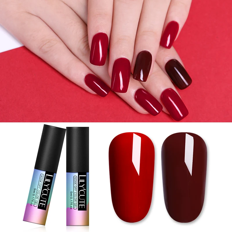 

LILYCUTE Glitter Gel Varnish Gel lacquer 5ML Long-Lasting Vernis Semi Permanent Manicure for Nail Art Soak-Off Gel Nail Polish