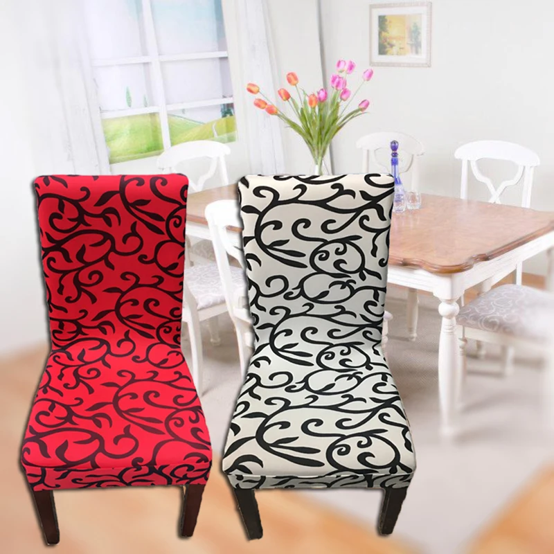 

Flower Printing Removable Chair Cover Big Elastic Slipcover Modern Kitchen Seat Case Stretch Chair Cover For Banquet 8A0649