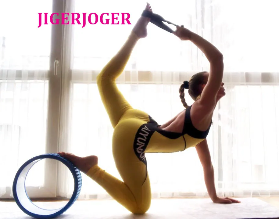 

JIGERJOGER Women's One Piece Yoga Pilates Body Balance Jumpsuit bodysuit Backless Brazilian Style Round neck halte Sport Catsuit