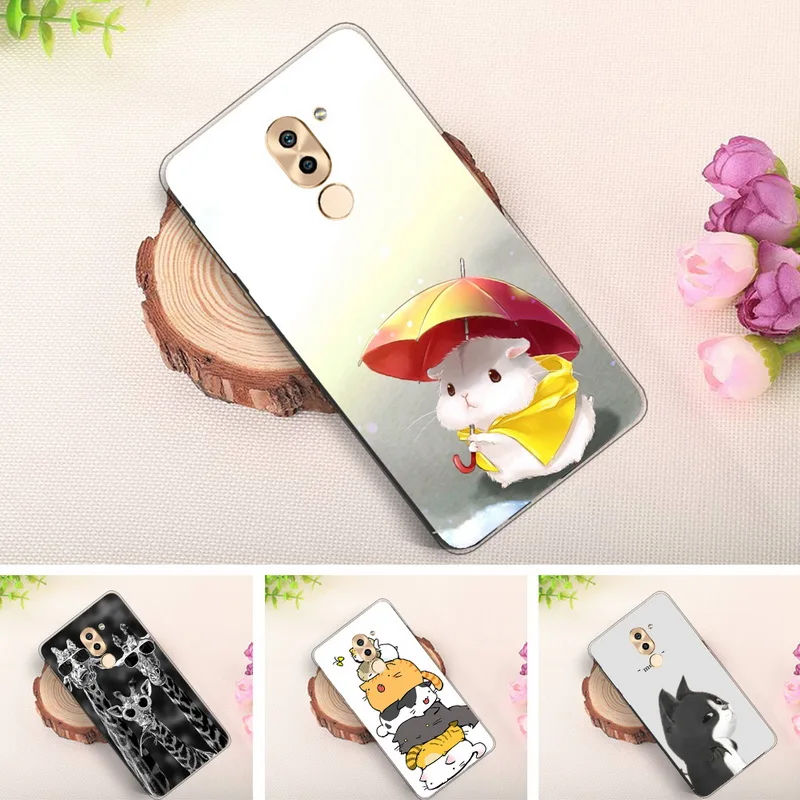 Для Huawei Honor 6X чехол для телефона милый мультяшный Кот Цветок Фрукты живопись ТПУ
