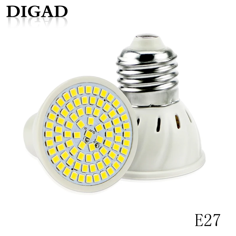 DIGAD E27 E14 MR16 GU10 Lampada LED Bombilla 220 V 240 V Bombillas LED de la lámpara del proyector 48 60 80 LED 2835 SMD lámpara lugar Cfl