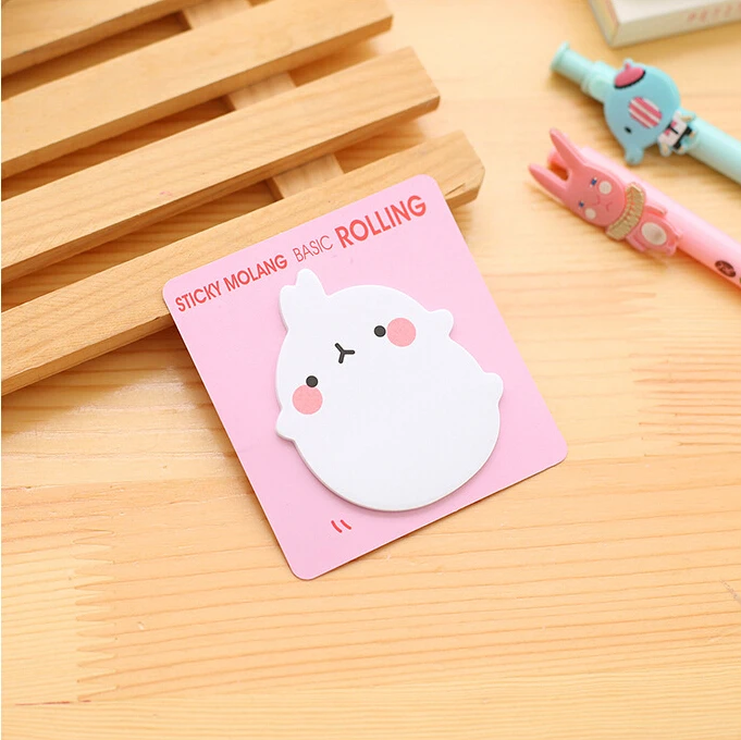 Клейкий милый блокнот Molang Kawaii липкий с кроликом для офиса и школы стикер