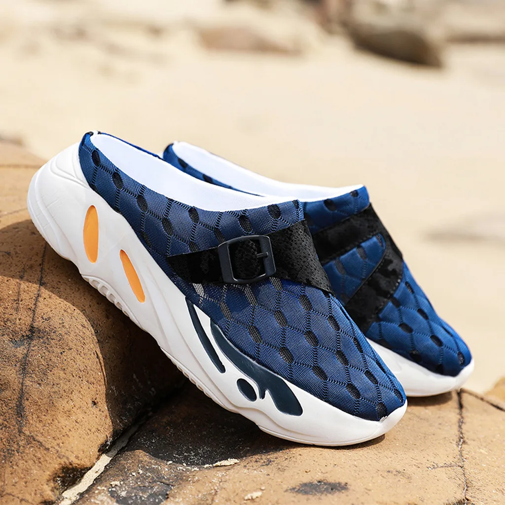 plus size 39-46 Men Sandals Summer Breathable Air Mesh men lighted slippers outdoor Beach mens Shoes Leisure Slippers